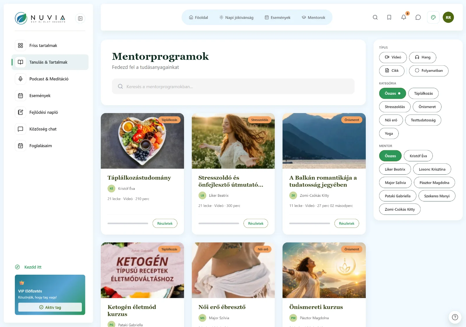 A NuviaWorld platform – Tanulás és mentorprogramok